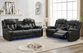 Grey Leather 3 Seater Recliner Sofa Set with Wireless Charger and LED Lights J304479