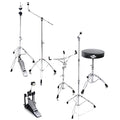 6 Piece Drum Hardware Pack with Snare, Hi-Hat, Cymbal Boom, Kick Pedal & Throne T183