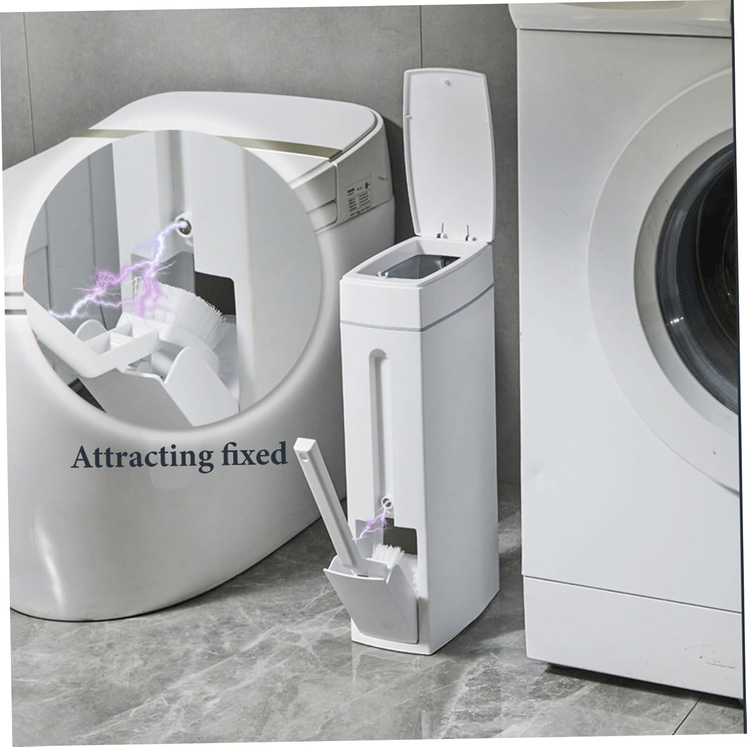 White 1.2-Gallon Slim Bathroom Trash Can with Lid U808494