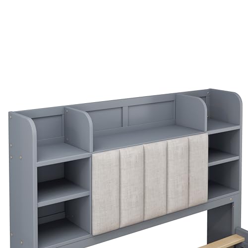 White Queen Size Murphy Bed with Shelves and Drawers X249