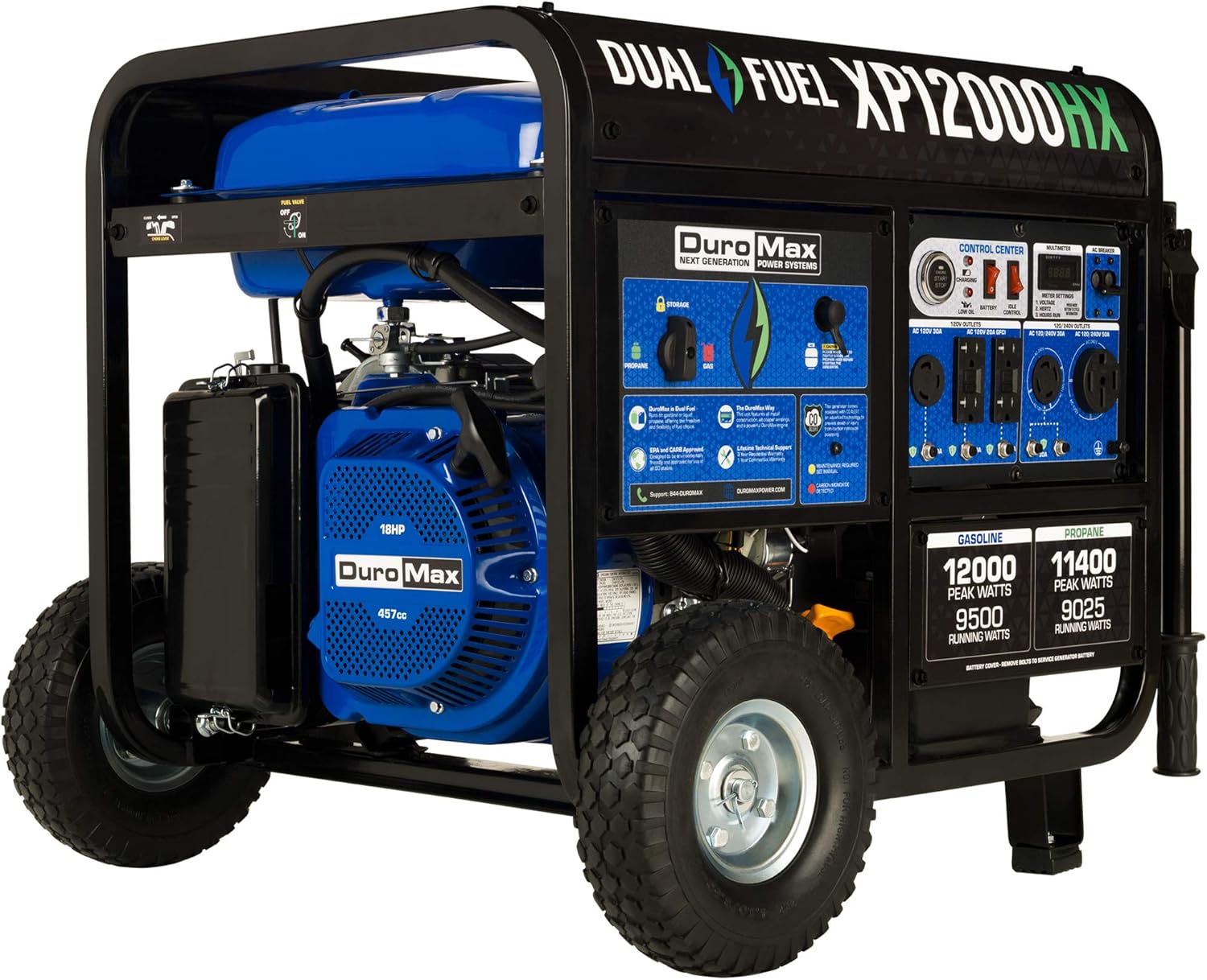 Dual Fuel Portable Generator 5500 Watt Electric Start with CO Alert L570298