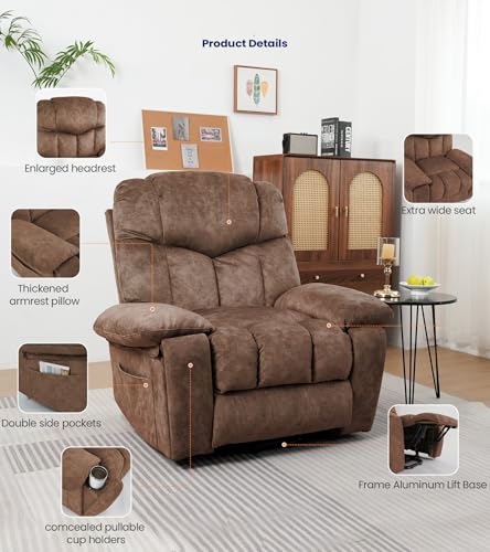 Grey Power Lift Recliner Chair with Massage and Cup Holders W34128