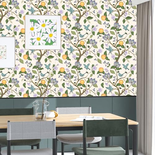 Vintage Beige Floral Peel and Stick Wallpaper 17.4" x 118" V45037