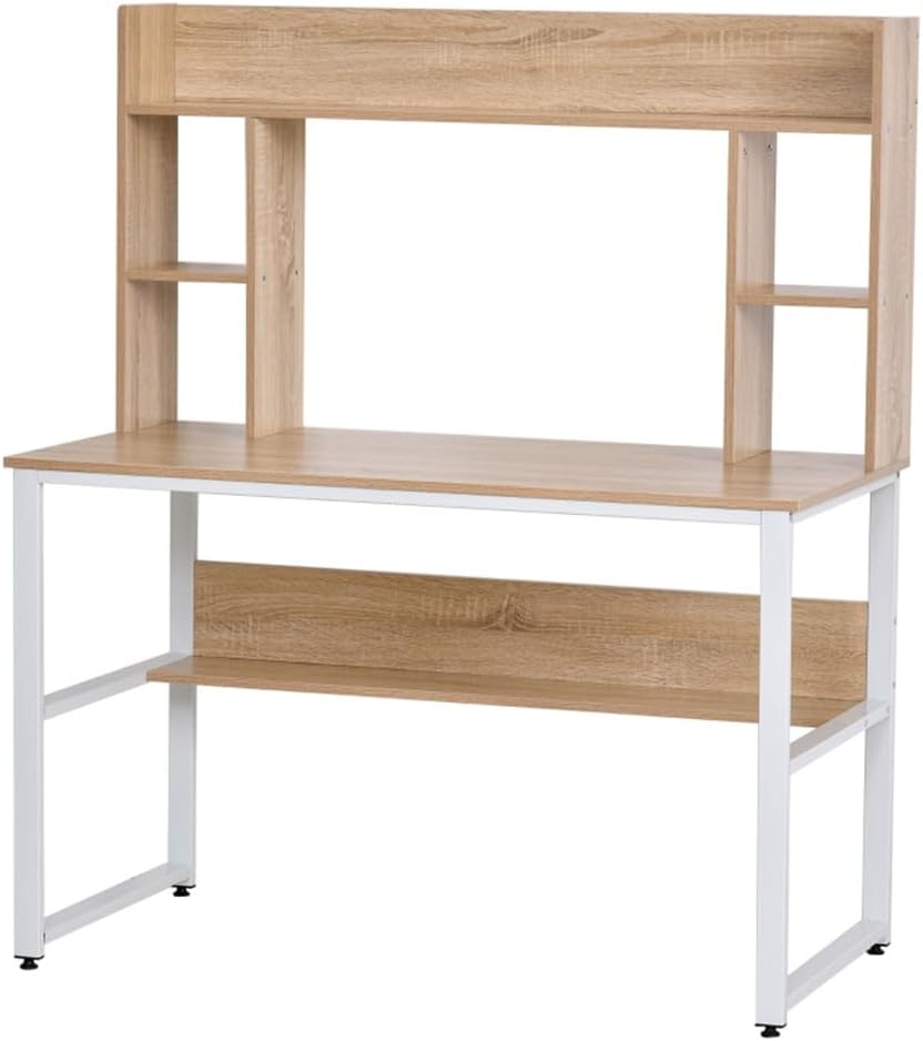 47.25" L x 23.5" W x 55" H Computer Desk with Hutch and Bookshelf O9388