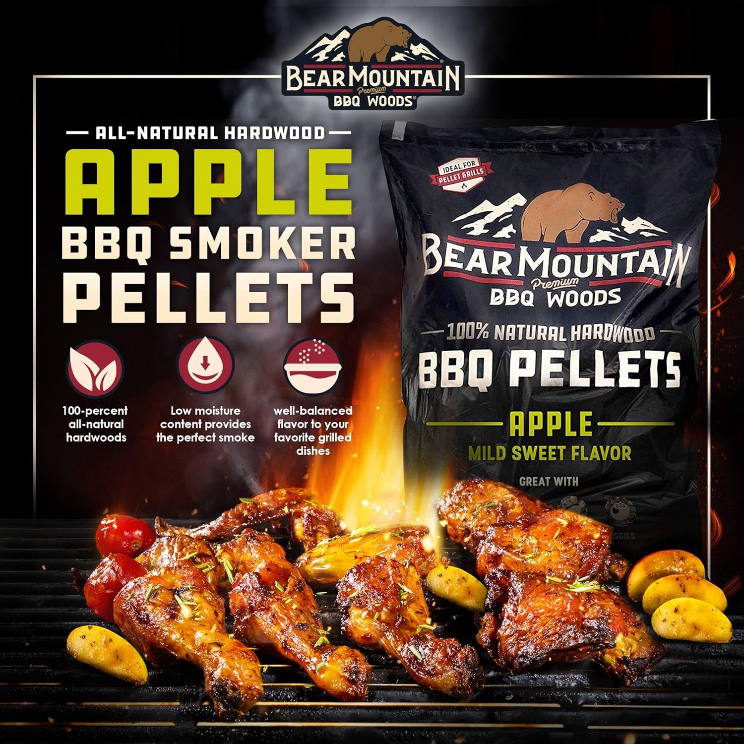 40 Pound Apple Wood Smoker Wood Chip Pellets H51715