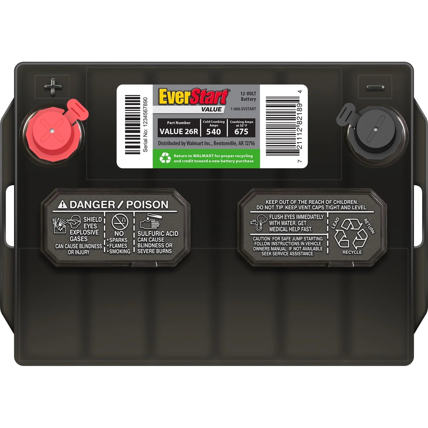 Group Size 26R 12 Volt 540 CCA Lead Acid Automotive Battery C4048