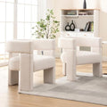 Beige Fabric Upholstered Barrel Accent Chair Q115