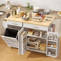 Kitchen Island Cart with Trash Can Storage on Wheels N2113
