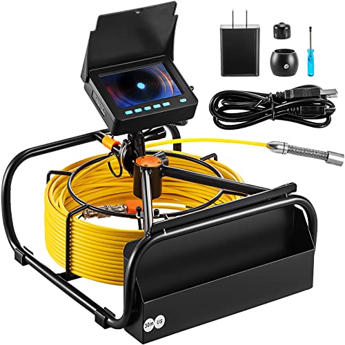 33ft 4.3" Pipe Drain Inspection Camera with DVR Function & Snake Cable, Waterproof IP68 Borescope with LED Lights B57442