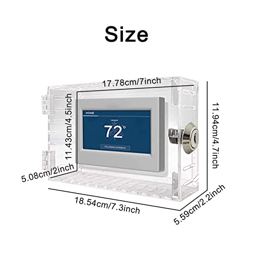 Acrylic Clear Large Thermostat Lock Box with Key, 7.3 x 4.7 x 2.2 inch A34017