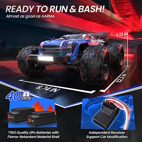Fast Brushless RC Car, 1:16 4x4 High Speed RC Truck with 2 Lipo Batteries N46421