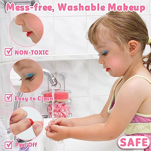 48Pcs Washable Play Make Up Toys Set with Mirror (Blue) S59723