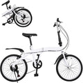 20" Folding Kids Bike 6 Speed High-Carbon Steel MTB Bicycle with Fenders, Height Adjustable Max Weight 90KG Dual Disc Brake Non-Slip E424524