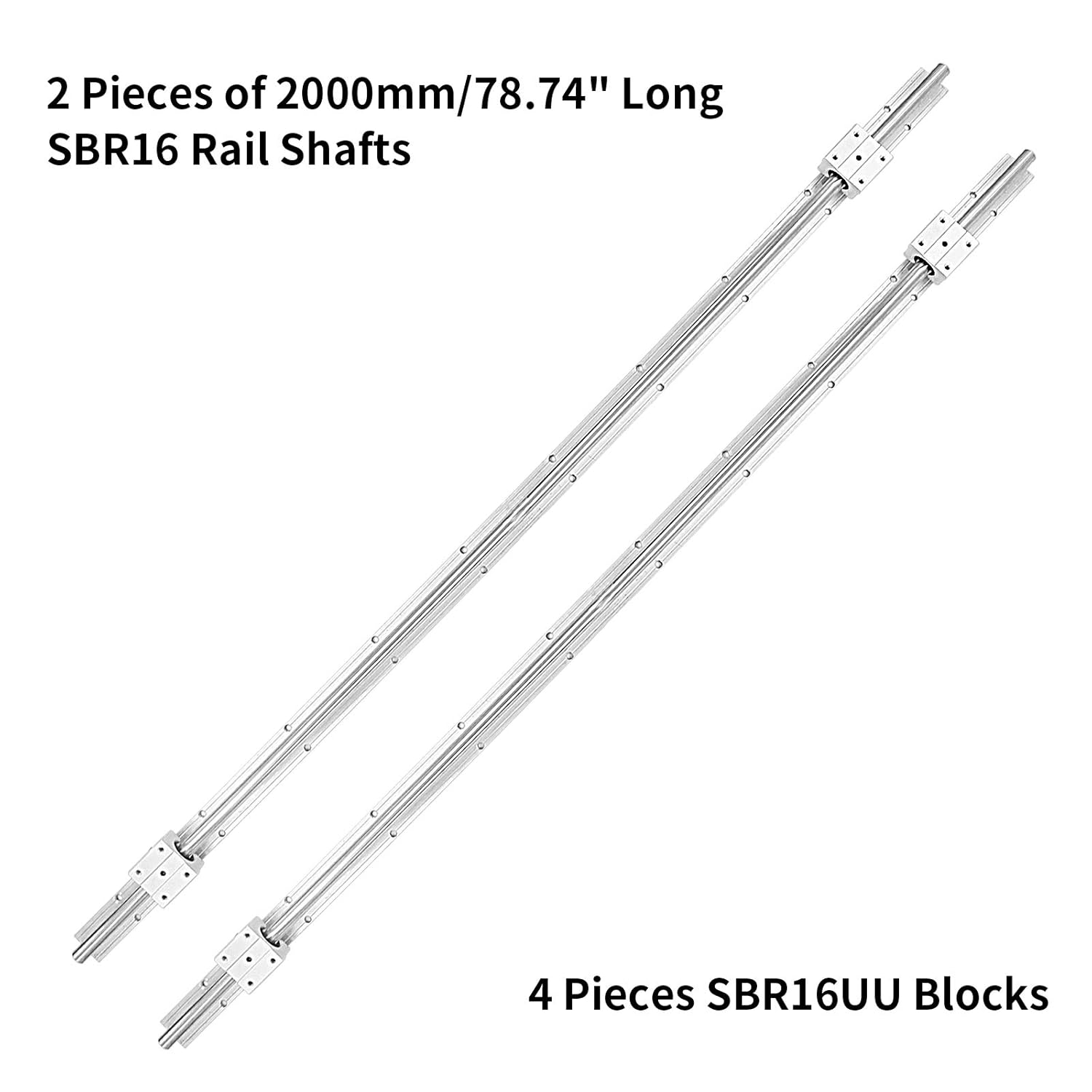 2X SBR16-2000mm Linear Slide Rail and 4X SBR16UU Carriage Bearing Block P396666
