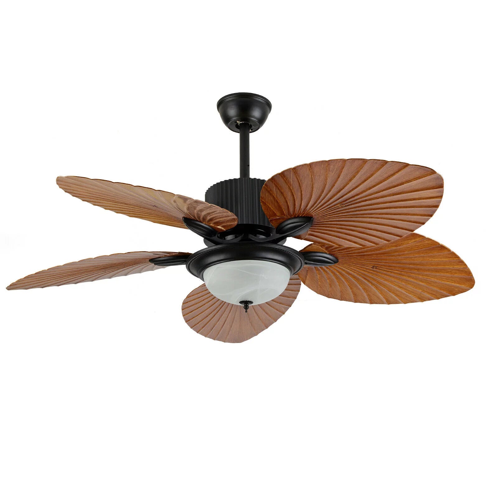52inch Tropical Palm Ceiling Fan with Light and Remote 5 Acrylic Palm Leaf Blades W858762