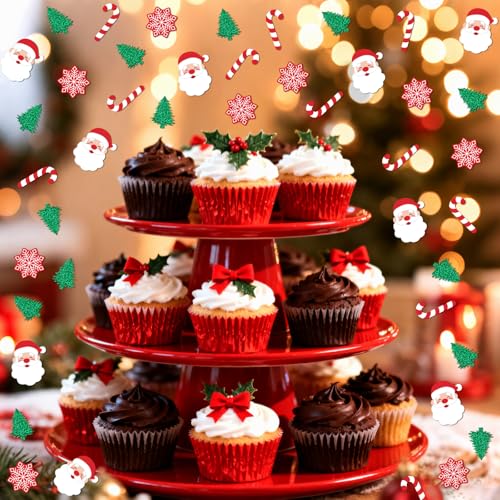 Christmas Confetti Glitter Tree Decorations Santa Claus Snowflakes Candy Canes Sprinkles P286461