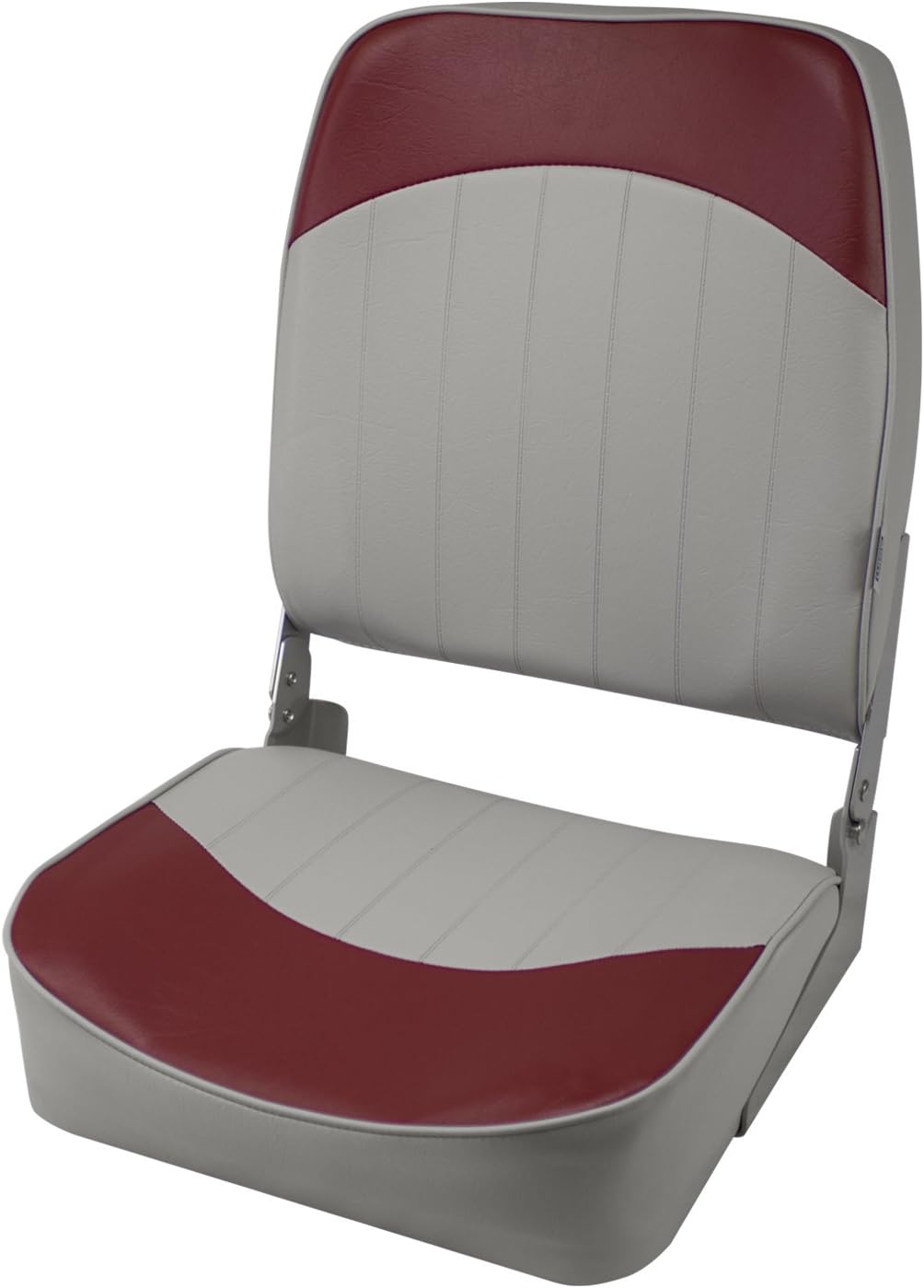 High Back Folding Boat Seat, Grey/Red Y371293