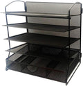 Black 5-Tier Mesh Desktop File Organizer with Drawer P1964