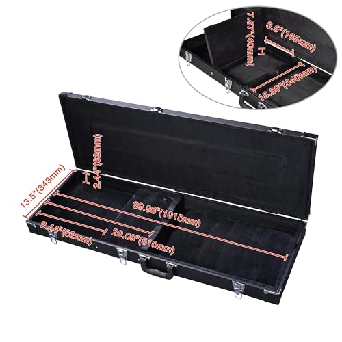 Black Wooden Electric Guitar Hard Case with Lock Latch Key L839
