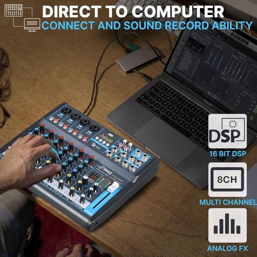8 Channel Digital USB Bluetooth Audio Mixer O8825