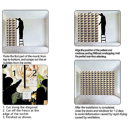 Brown Wall Sticker Geometry Lattice Line Wallpaper 118" X 110" T2776