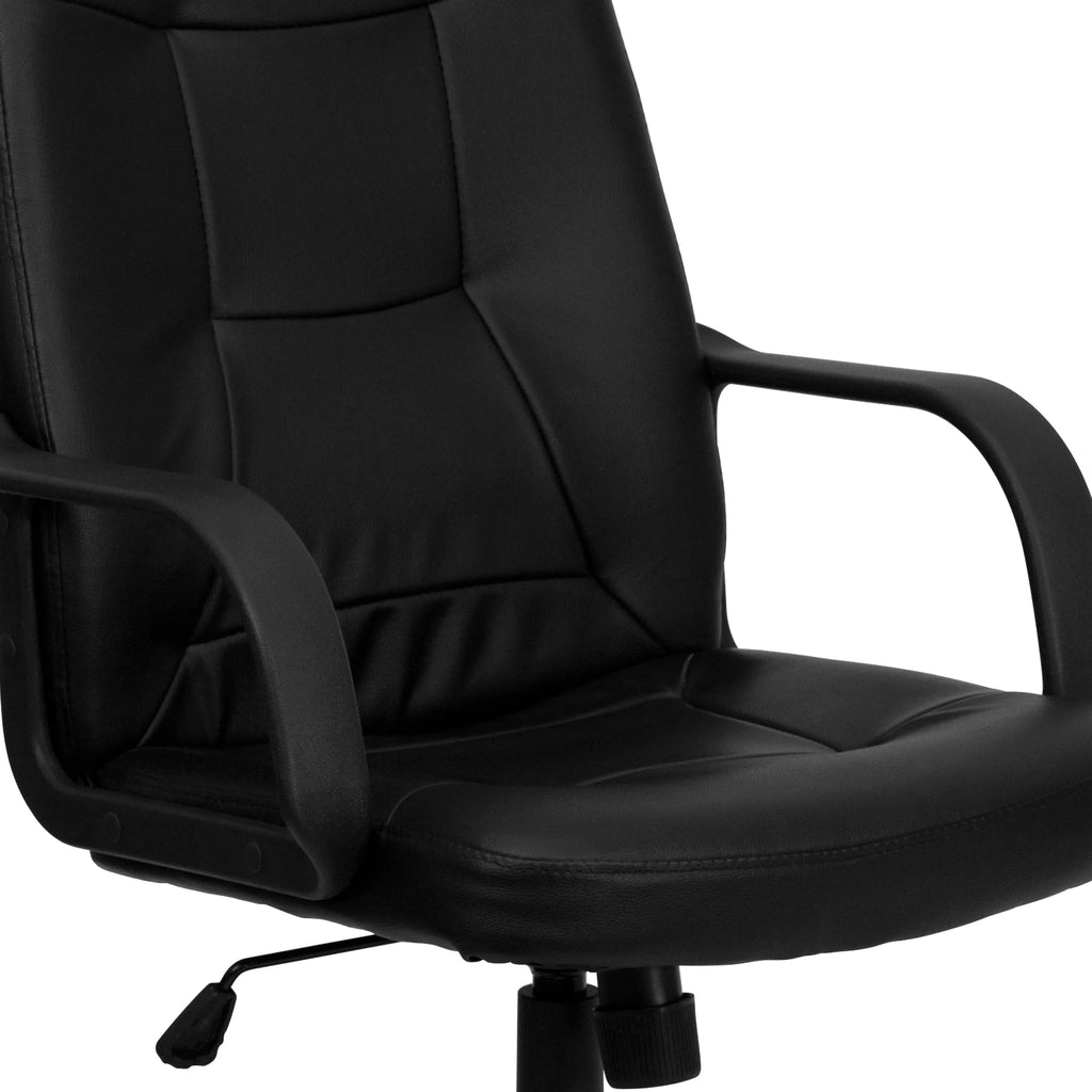 Black Glove Vinyl Executive Swivel Office Chair with Arms P14154