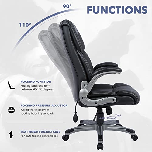 Executive Ergonomic Chair with Bonded Leather, High Back Adjustable Height Q786174