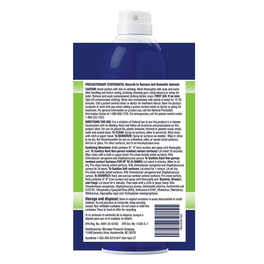 Microban 24 Aerosol Disinfectant Spray, Citrus Scent, Pack of 6, 15 fl oz. Each Q2463