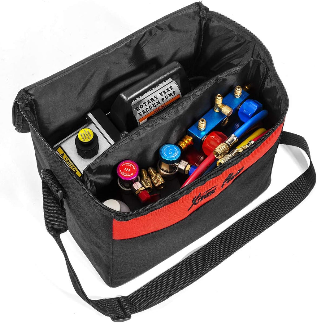 3CFM 1/4HP HVAC Air Vacuum Pump with Manifold Gauge and Carrying Tote F266