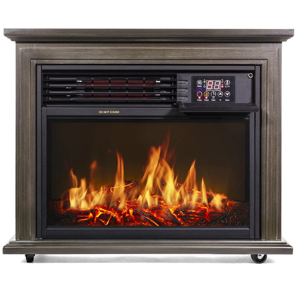 Electric Fireplace Heater Infrared Quartz with Remote Controller, 1500W H78924