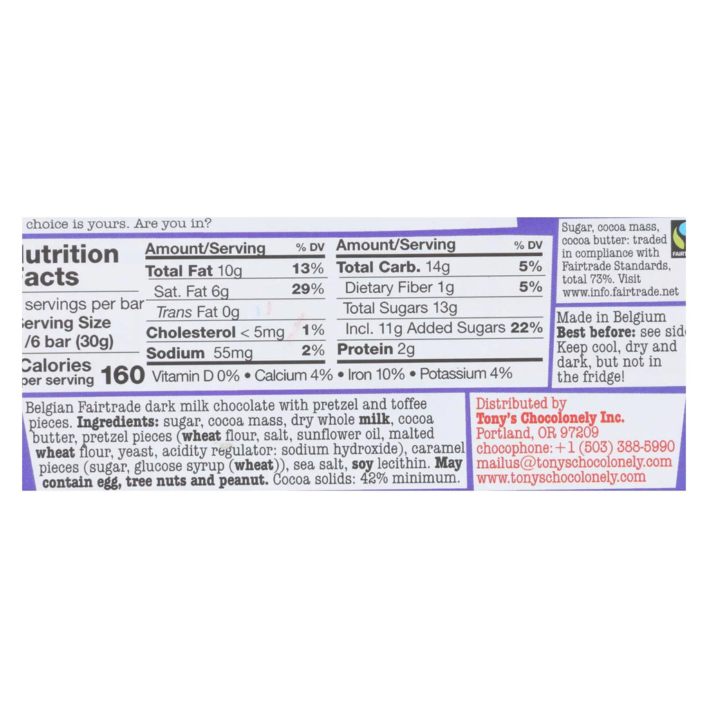 Dark Pretzl Toffee Chocolate Bar - Case of 15 - 6.35 OZ V1925