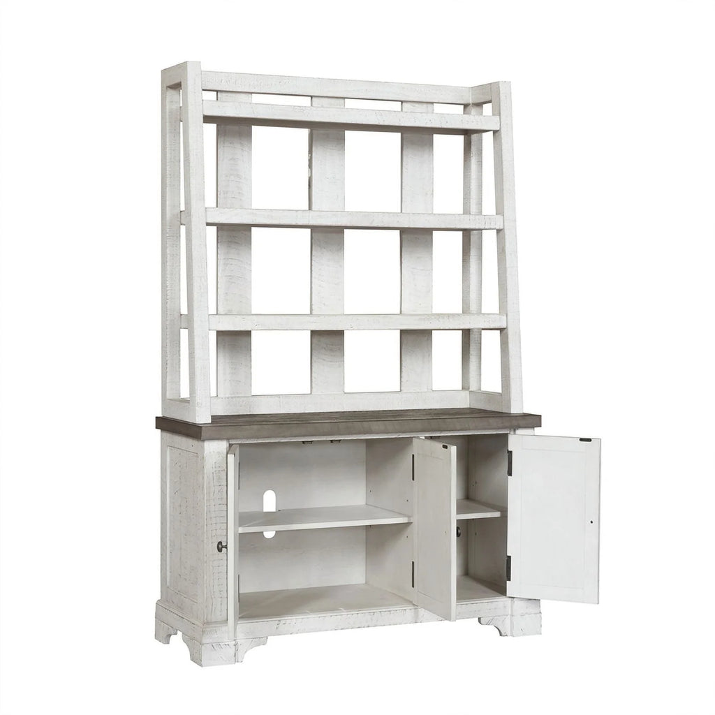 White Wood Credenza with Hutch B5465