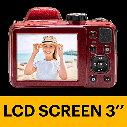 Red 20MP Digital Camera 42X Optical Zoom 24mm Wide Angle 1080P Full HD Video Y38155