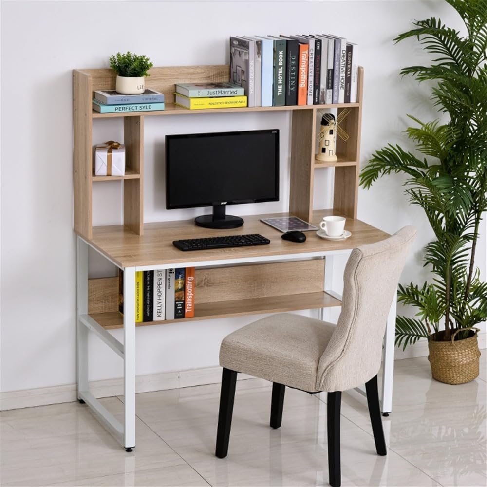 47.25" L x 23.5" W x 55" H Computer Desk with Hutch and Bookshelf O9388
