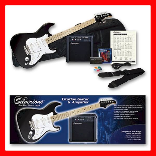 Black Electric Guitar and Amp Package K376