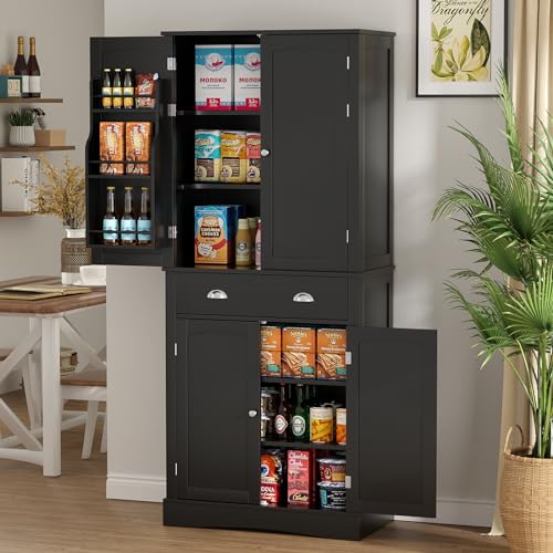 White 4 Door 1 Drawer Tall Storage Cabinet with Adjustable Shelves J505046