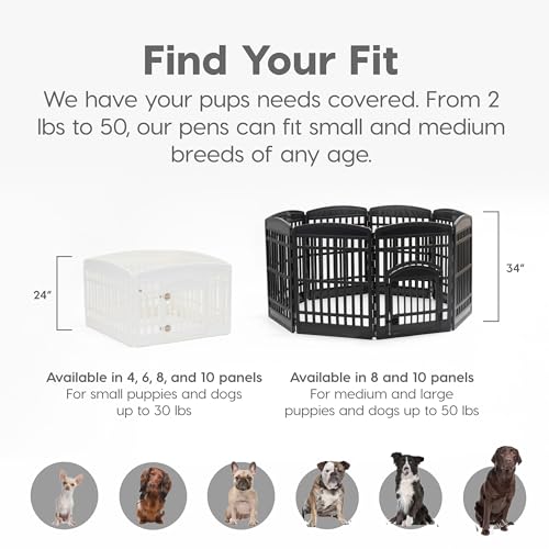 8-Panel 34" Black Foldable Dog Playpen C85403