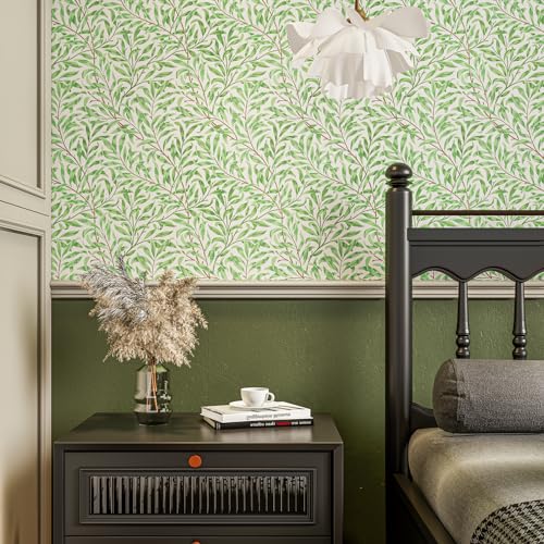 Sage Green Floral Peel and Stick Wallpaper 17.7in X 9.8ft V132