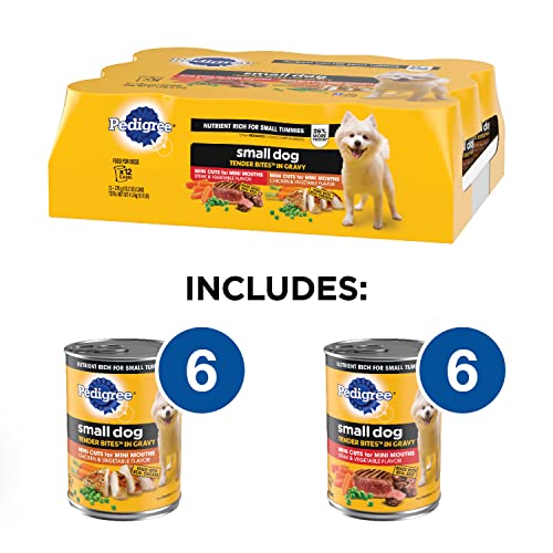 Small Dog Tender Bites in Gravy, Steak & Vegetable Flavor Canned Wet Dog Food, 13.2 oz. Cans H820945