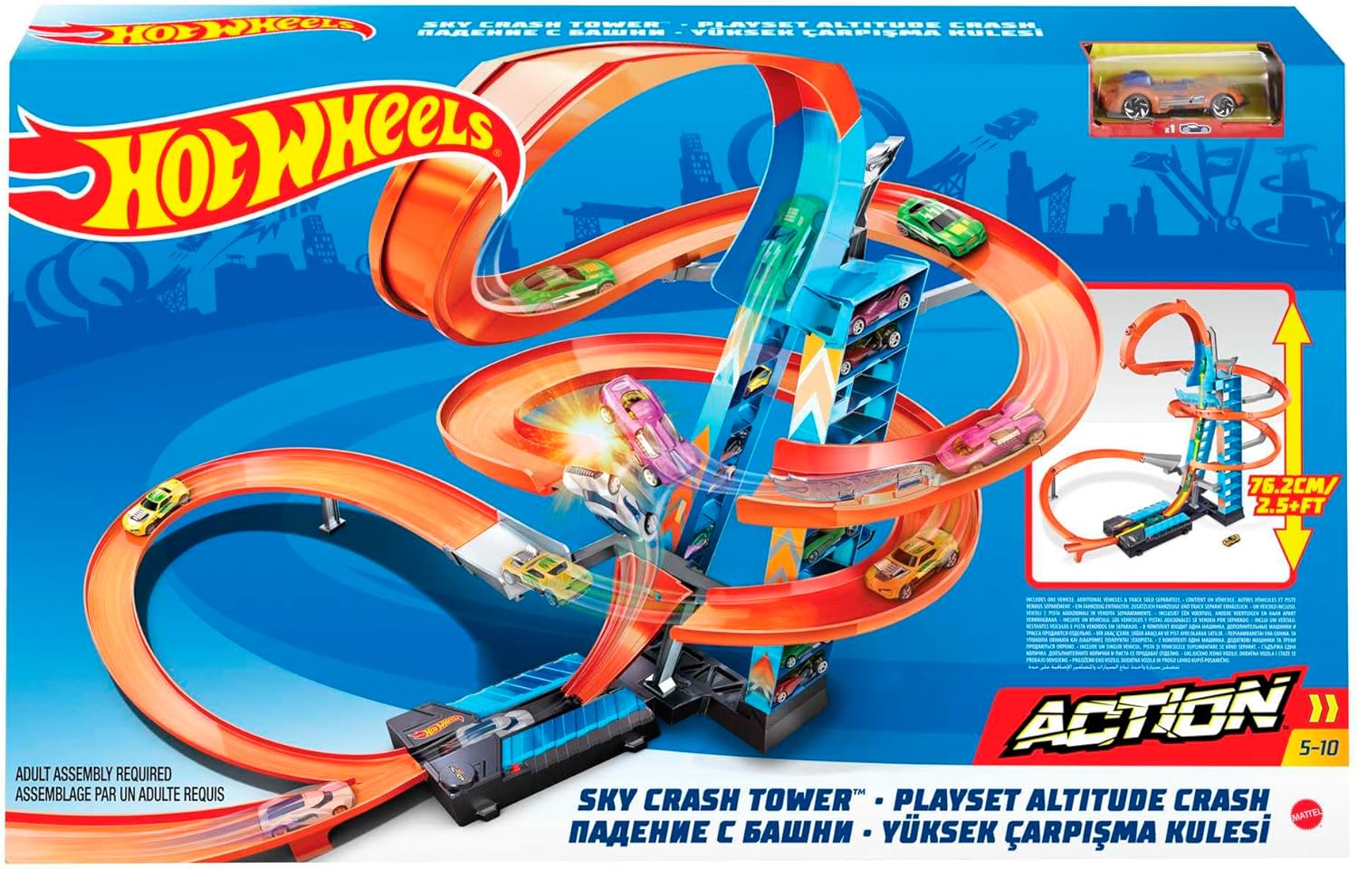 Toy Car Track Set with Motorized Booster E651