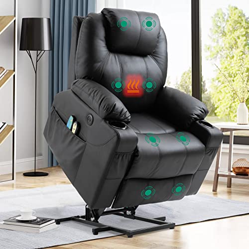 Grey Fabric Power Lift Electric Recliner Chair with Cup Holders T80813
