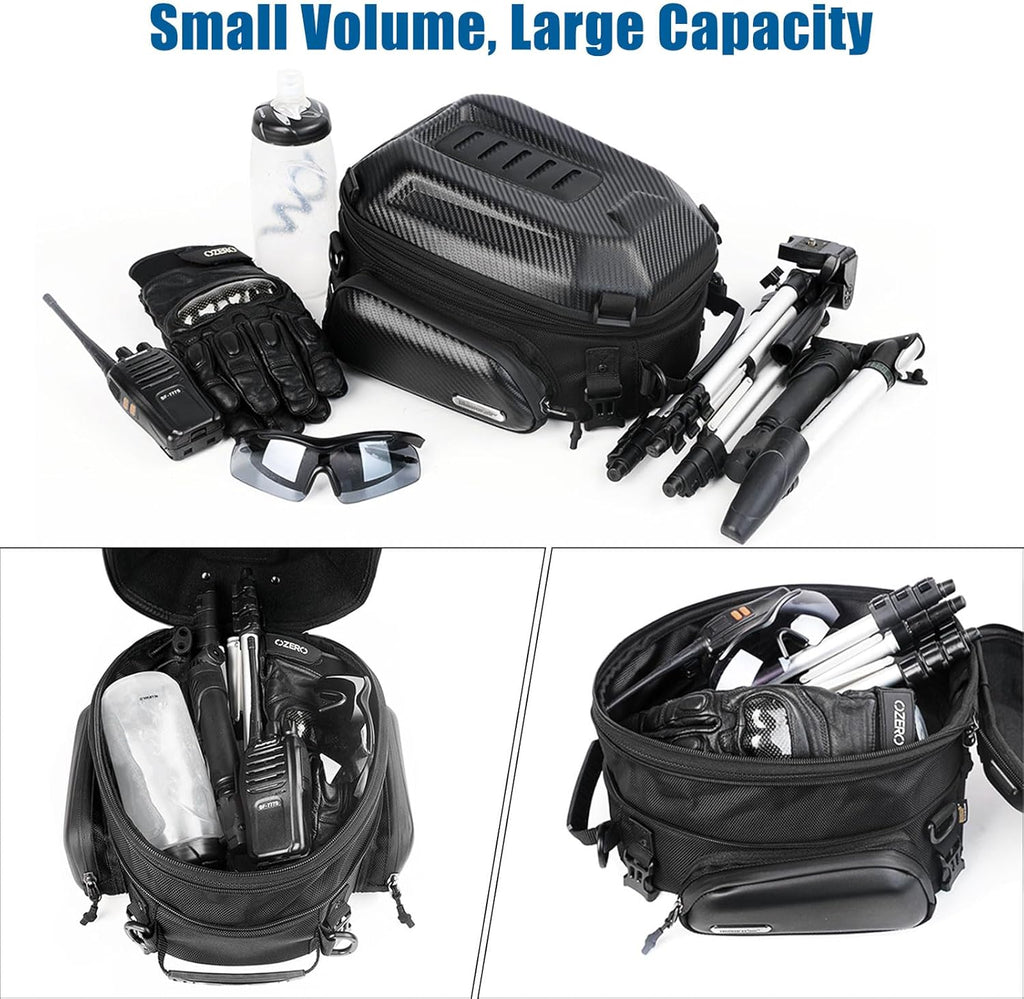 Black 12L-18L Expandable Motorcycle Tail Bag with Rain Cover Q3206