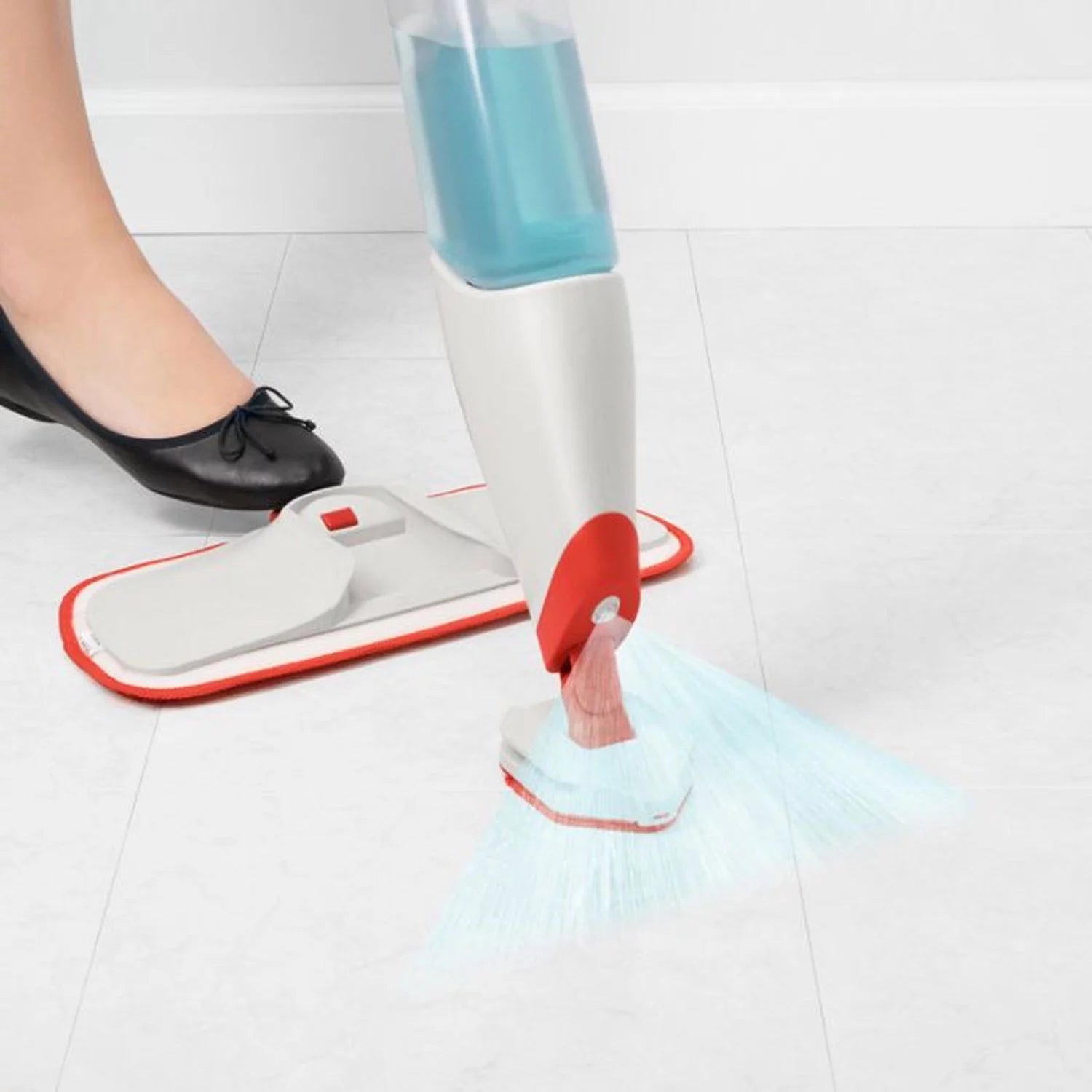 Microfiber Refillable Wet Floor Spray Mop with Slide Out Scrubber O910