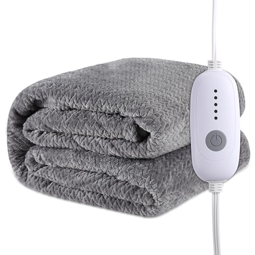 Light Brown Heated Flannel Electric Throw Blanket 50 x 60 Inches Y42539