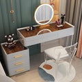 White 31.5'' Acrylic Makeup Vanity with Smart LED Lights Mirror, 6 Drawers and Tempered Glass Desktop U513051