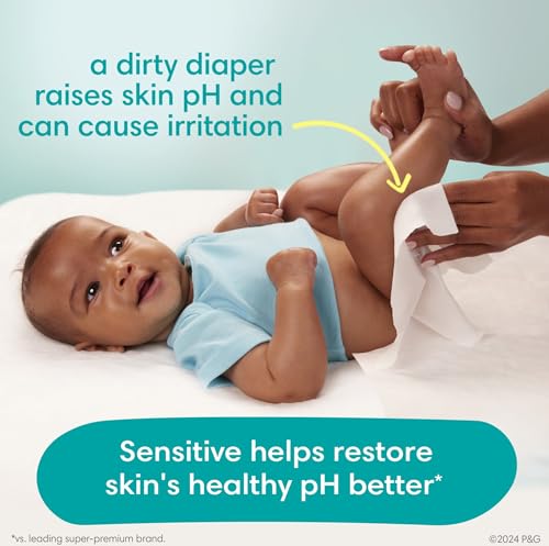 Pampers Sensitive Baby Wipes, Water Based, Hypoallergenic and Unscented, 16 Flip-Top Packs (1344 Wipes Total) S848