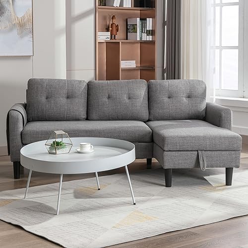 Modular Sectional Sofa with Storage Chaise, Pull Out Sleeper Sofa Bed, L Shaped Convertible Sleeper Couch K3499