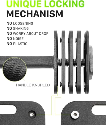 Adjustable Dumbbell, 10-50/80lb, 5lb Increments, Quick-Lock Square Weight Set R890