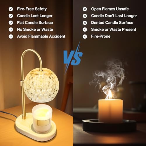 Adjustable Height Dimmable Candle Warmer Lamp with 2 Bulbs Timer A892357