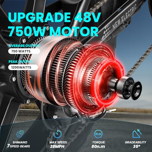 750W 48V 13AH 20” x 4.0" Folding Fat Tire Electric Bike I7939